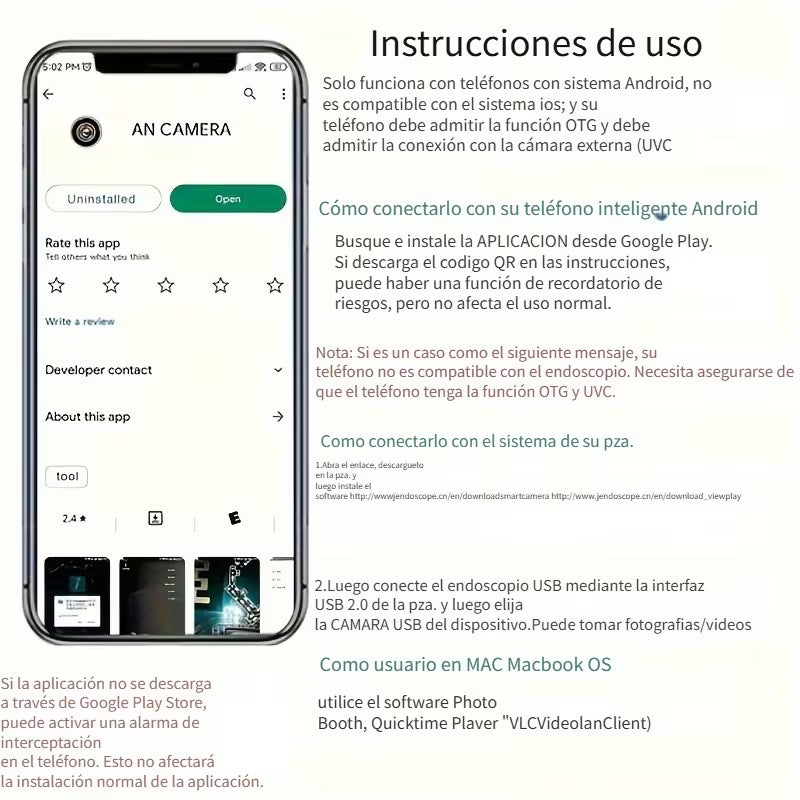 🔧 Cámara Endoscópica USB Tipo C KIVO&nbsp;